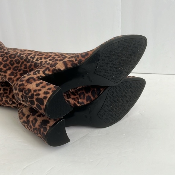 Marc Fisher Leopard Animal Print Over-the-Knee Chunky Heel Boots Size 6 NEW - Picture 5 of 5